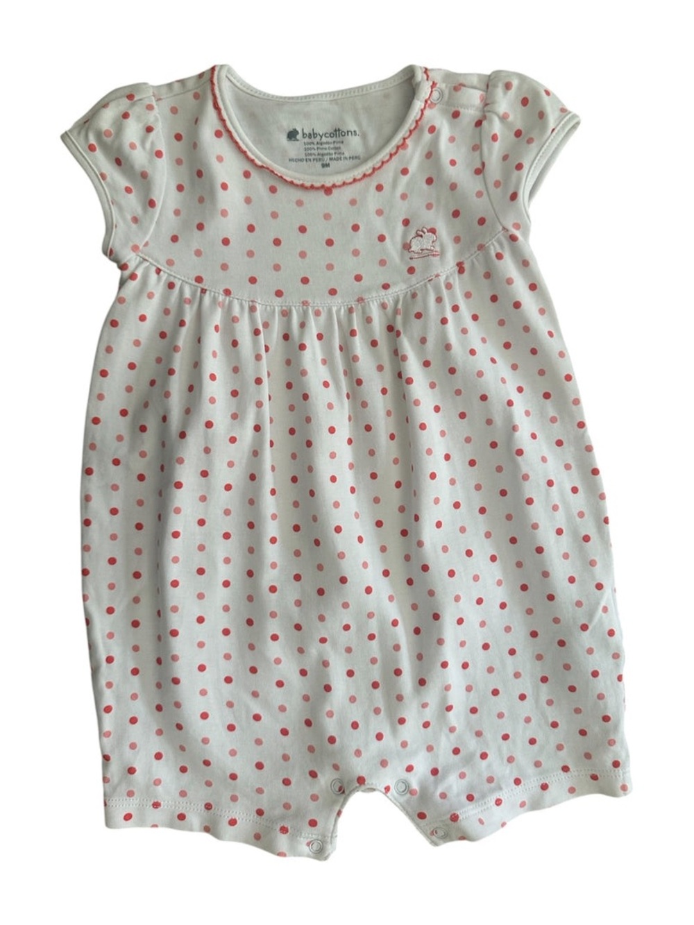 babycottons White and Pink Polka Dot Infant Romper Pajama